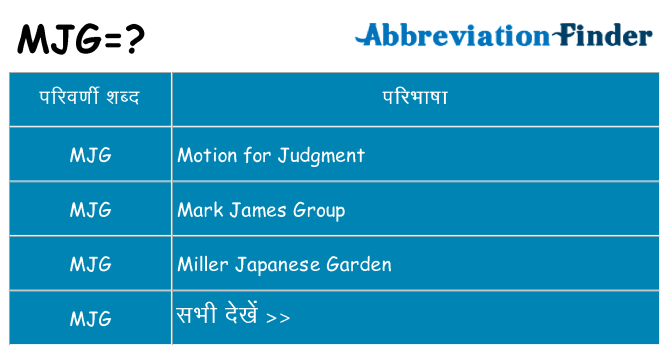 mjg का क्या अर्थ है