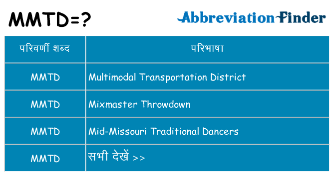 mmtd का क्या अर्थ है