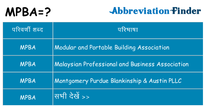mpba का क्या अर्थ है