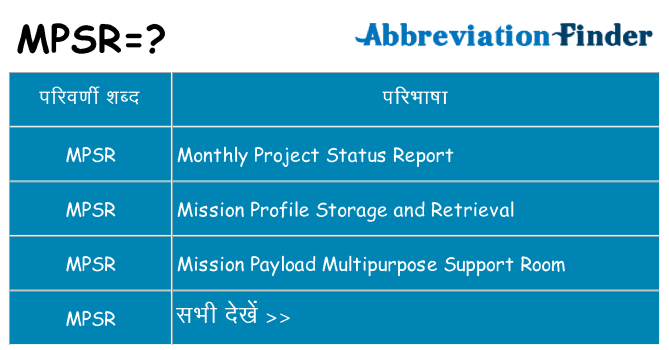 mpsr का क्या अर्थ है