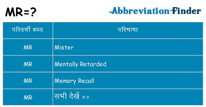 mr का क्या अर्थ है