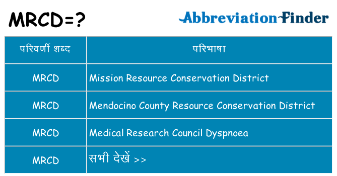 mrcd का क्या अर्थ है