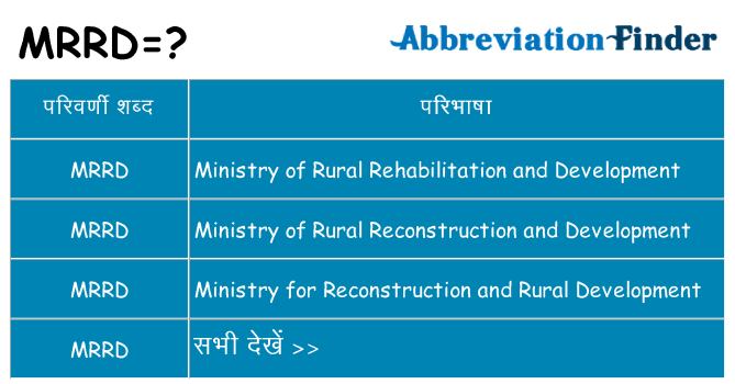 mrrd का क्या अर्थ है