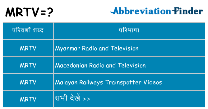 mrtv का क्या अर्थ है