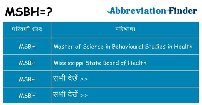 msbh का क्या अर्थ है