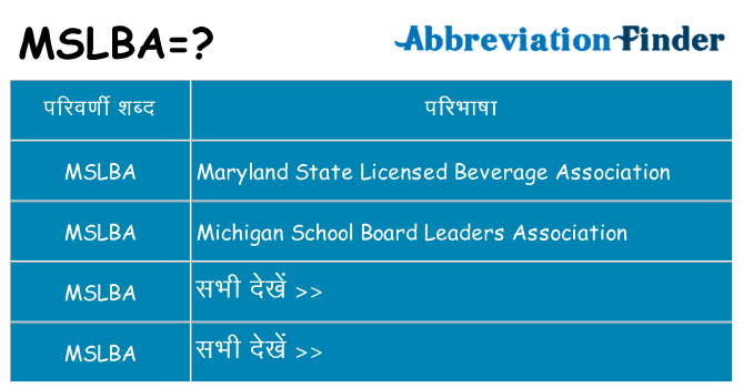mslba का क्या अर्थ है