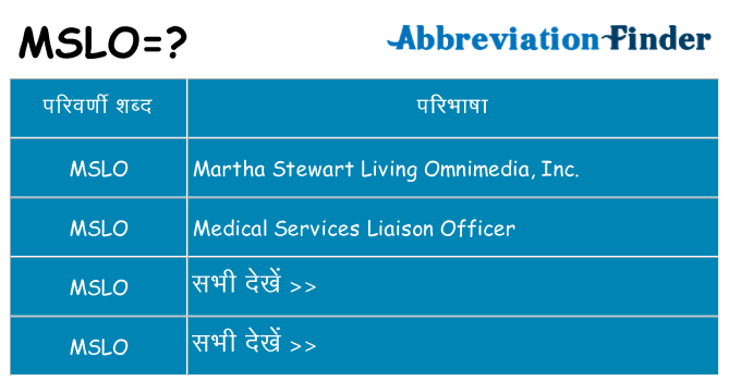 mslo का क्या अर्थ है