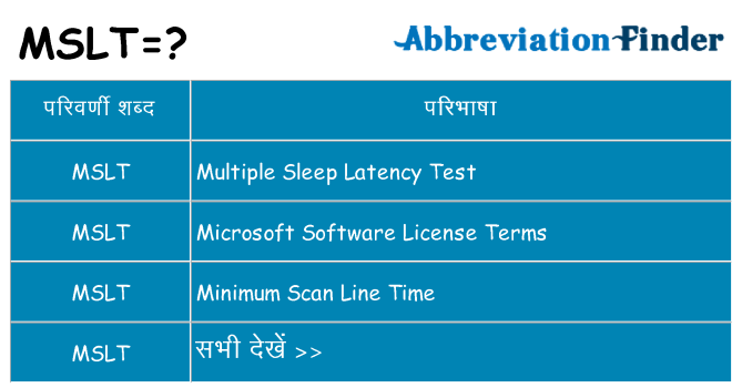 mslt का क्या अर्थ है