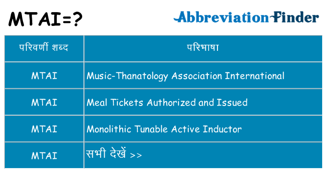 mtai का क्या अर्थ है