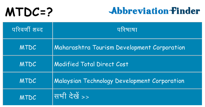 mtdc का क्या अर्थ है