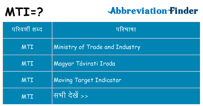 mti का क्या अर्थ है