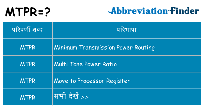 mtpr का क्या अर्थ है