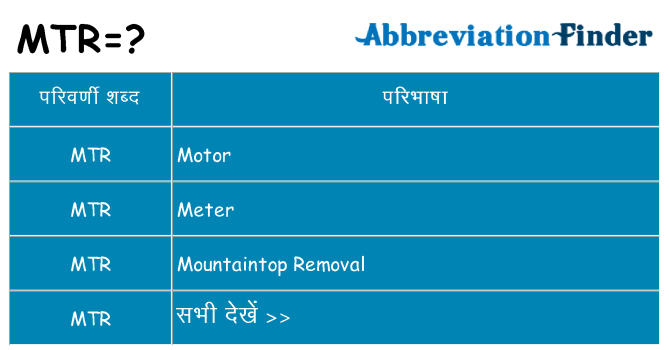 mtr का क्या अर्थ है