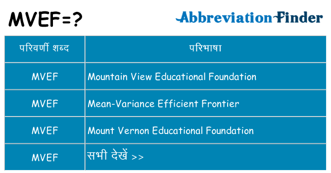 mvef का क्या अर्थ है