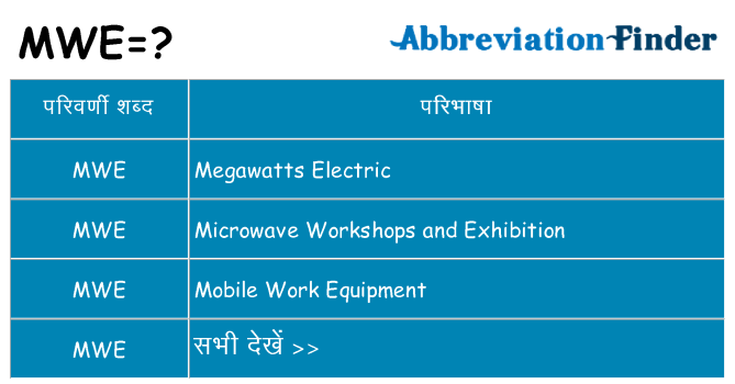 mwe का क्या अर्थ है