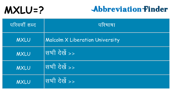 mxlu का क्या अर्थ है