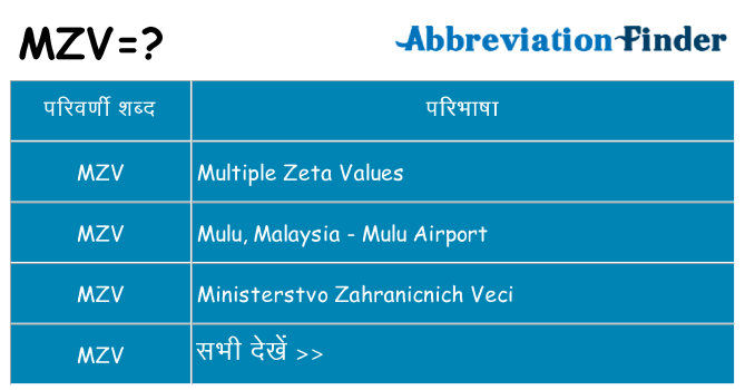 mzv का क्या अर्थ है