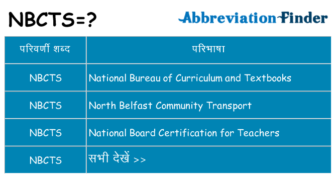 nbcts का क्या अर्थ है