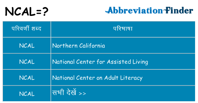 ncal का क्या अर्थ है