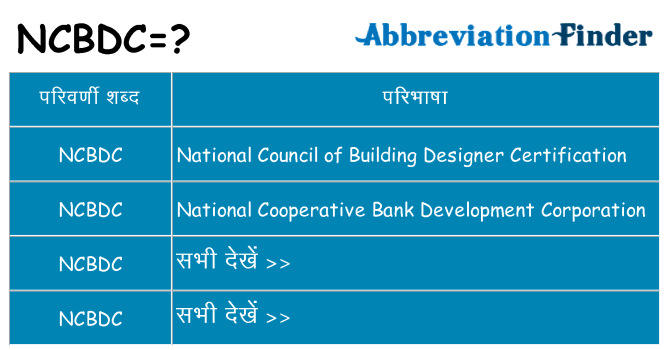 ncbdc का क्या अर्थ है