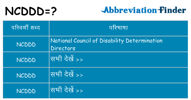 ncddd का क्या अर्थ है