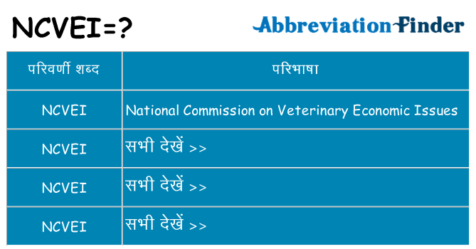 ncvei का क्या अर्थ है