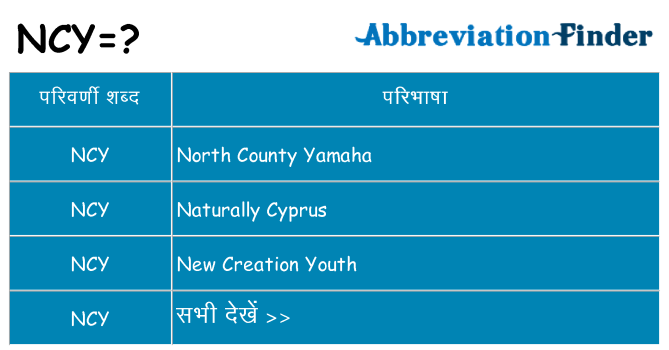 ncy का क्या अर्थ है