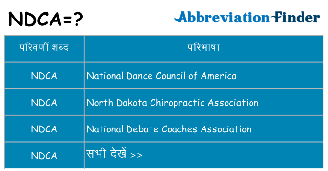 ndca का क्या अर्थ है