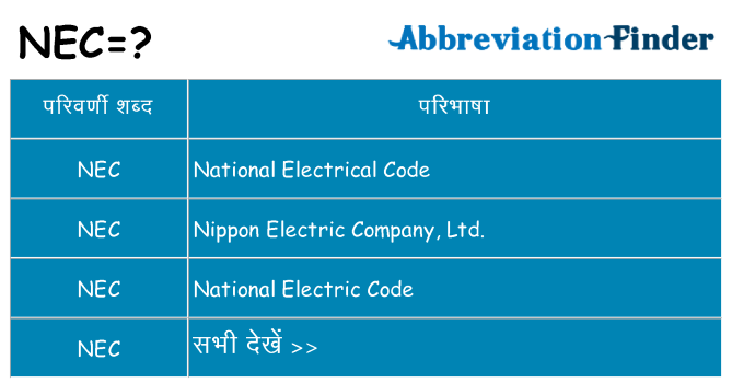 nec का क्या अर्थ है