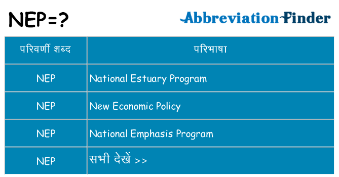 nep का क्या अर्थ है