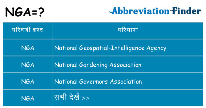 nga का क्या अर्थ है