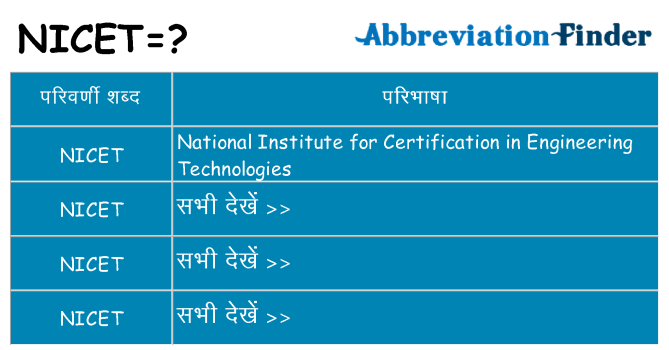 nicet का क्या अर्थ है