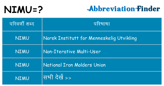 nimu का क्या अर्थ है