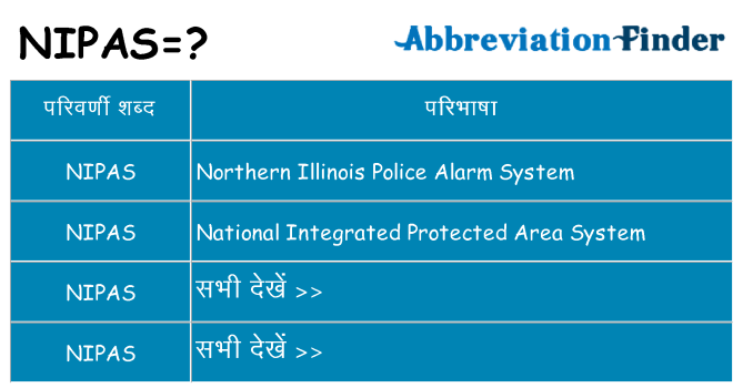 nipas का क्या अर्थ है