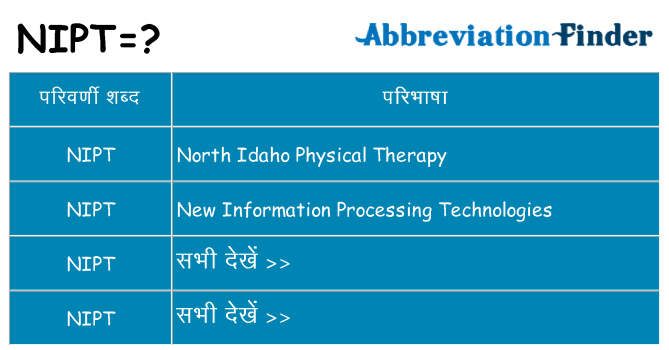 nipt का क्या अर्थ है