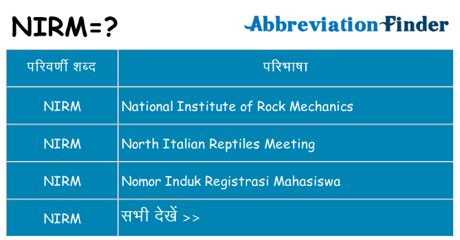 nirm का क्या अर्थ है