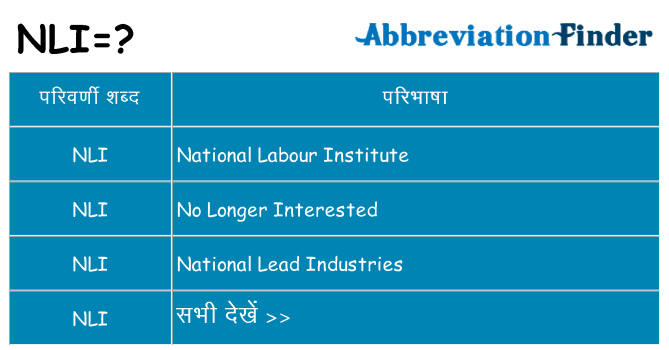 nli का क्या अर्थ है