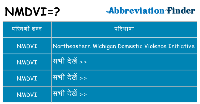 nmdvi का क्या अर्थ है