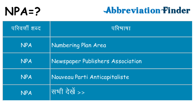 npa का क्या अर्थ है