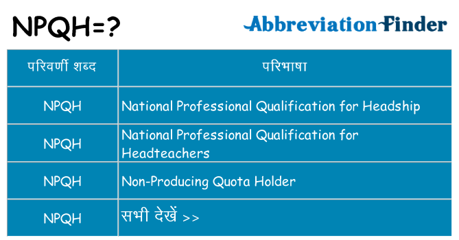 npqh का क्या अर्थ है