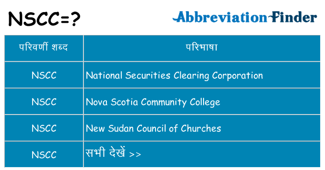 nscc का क्या अर्थ है