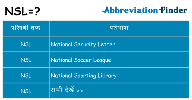 nsl का क्या अर्थ है