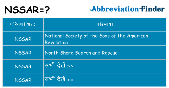 nssar का क्या अर्थ है