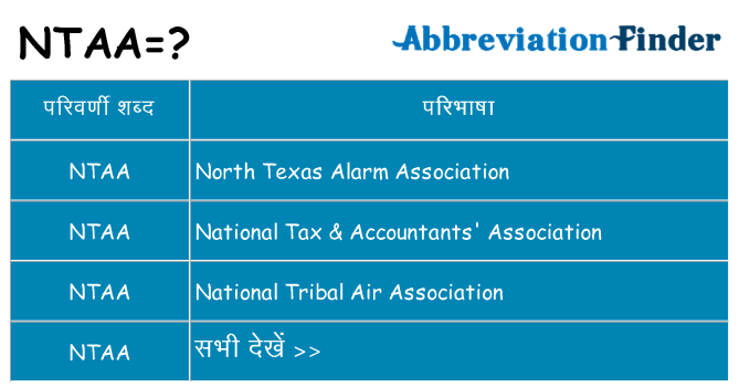 ntaa का क्या अर्थ है