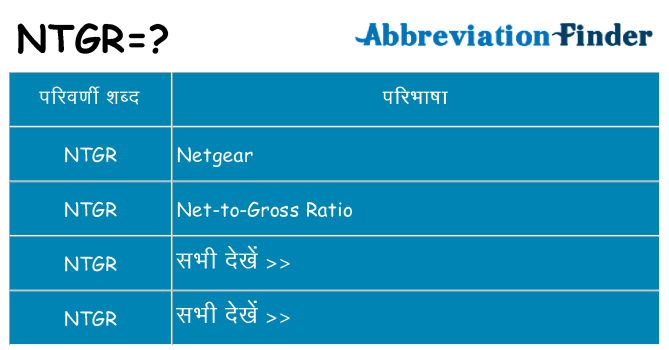 ntgr का क्या अर्थ है