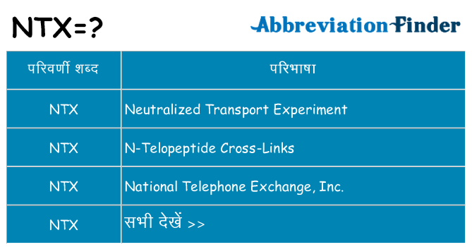 ntx का क्या अर्थ है