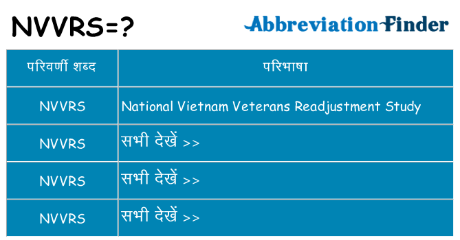 nvvrs का क्या अर्थ है