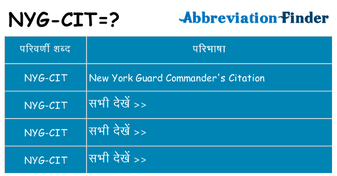 nyg-cit का क्या अर्थ है