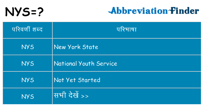 nys का क्या अर्थ है