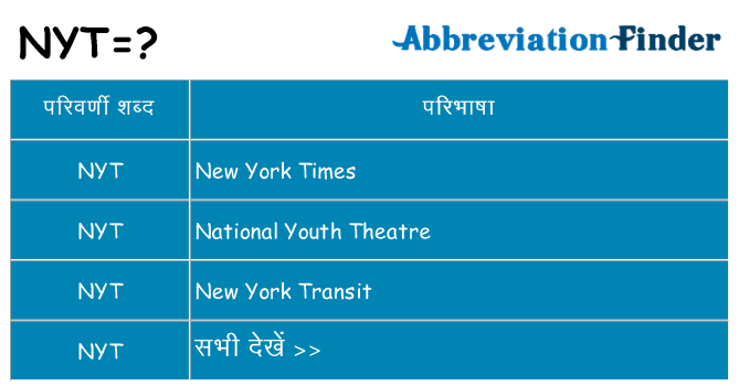 nyt का क्या अर्थ है
